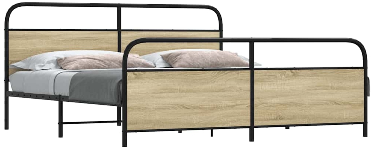 vidaXL Metallbett ohne Matratze Sonoma-Eiche 180x200 cm 3318652 Bild 1