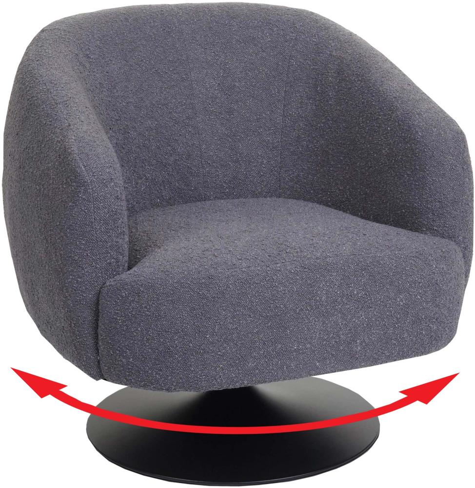 Lounge-Sessel HWC-J76, Cocktailsessel Sessel drehbar, Bouclé Stoff Metall ~ dunkelgrau Bild 1