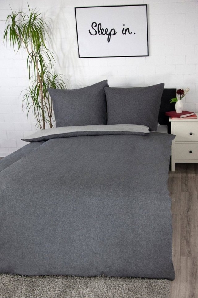 jilda-tex Bettwäsche, Flanell, 2 teilig, weich, warm im schönen Uni-Design Bild 1