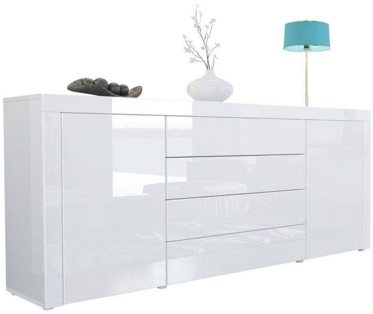 Sideboard Kommode La Paz, Korpus in Weiß Hochglanz / Front in Weiß Hochglanz mit Rahmen in Weiß Hochglanz Bild 1