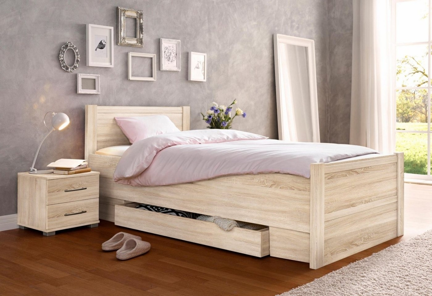 priess Bett Husum Schlafzimmer Jugendzimmer Rahmenbett, mit Komforthöhe verschiedene Ausführungen hochwertige Premium Qualität Bild 1