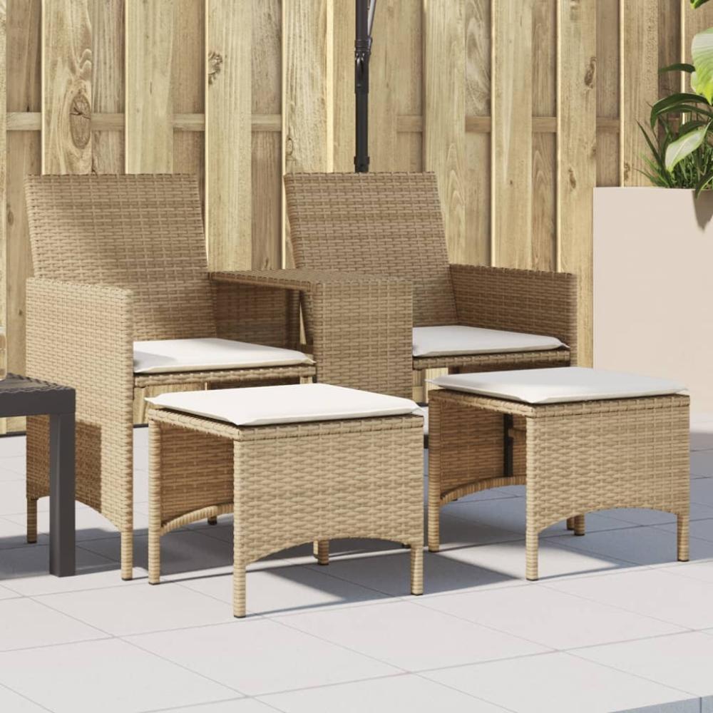 vidaXL Gartensofa 2-Sitzer mit Tisch und Hockern Beige Poly Rattan 4003894 Bild 1