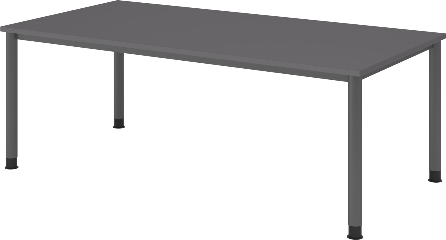 bümö höhenverstellbarer Schreibtisch H-Serie 200x100 cm in graphit, Gestell in Graphit - PC Tisch für's Büro manuell höhenverstellbar, Computertisch verstellbar, HS-2E-G-G Bild 1