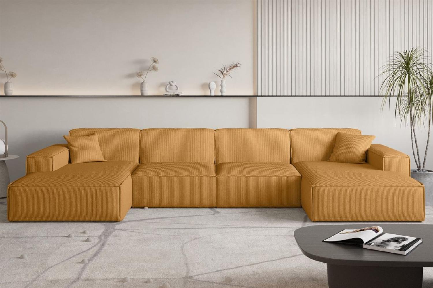 Wohnlandschaft Sofa U-Form CELES PREMIUM in Stoff Scala Senfgelb Bild 1