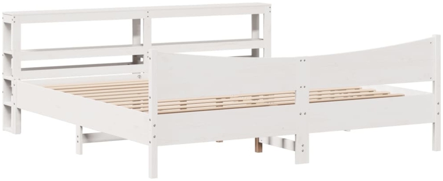 vidaXL Massivholzbett mit Kopfteil Weiß 200x200 cm Kiefer 3306292 Bild 1