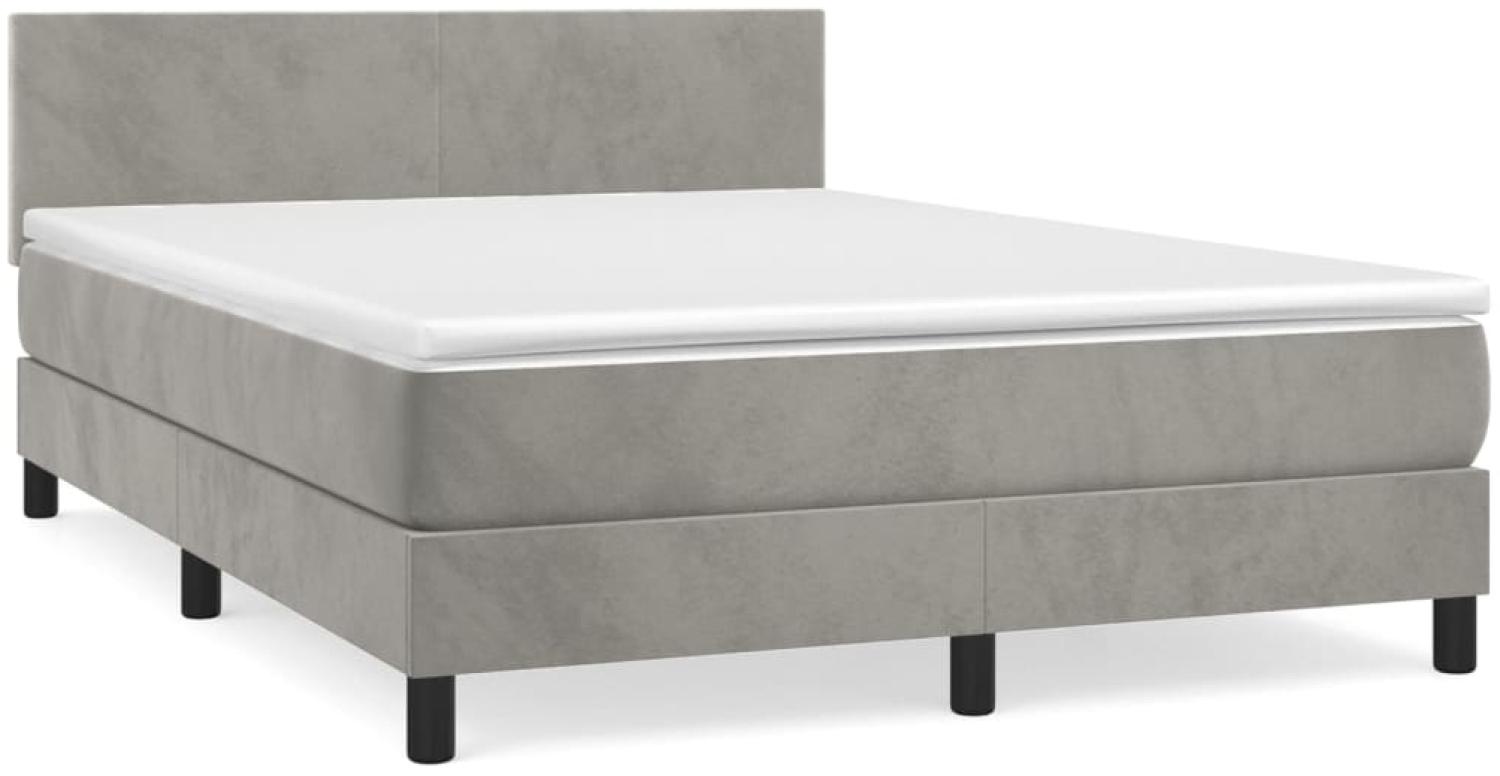 vidaXL Boxspringbett mit Matratze Hellgrau 140x190 cm Samt 3141179 Bild 1