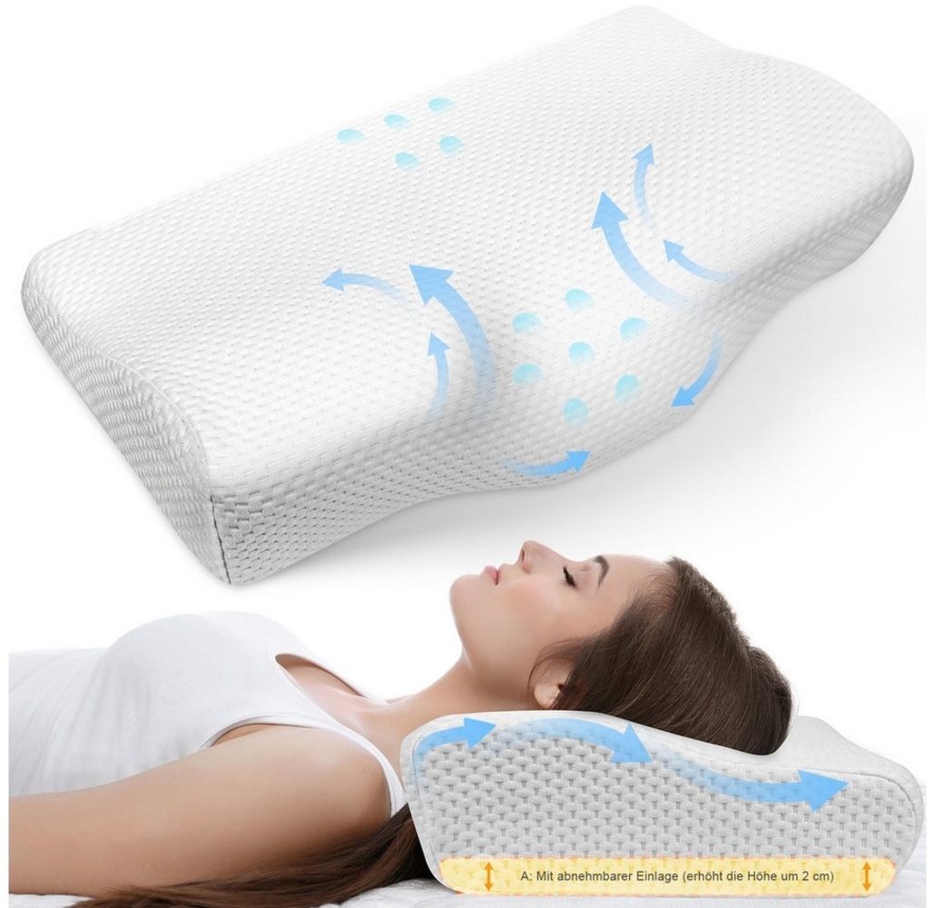 MULISOFT Nackenstützkissen-Set Seitenschläferkissen,Ergonomisches Nackenstützkissen, Füllung: Memory Foam, Rückenschläfer, Seitenschläfer, Bauchschläfer, Nackenstutzkissen-Set, Allergikerfreundlich, Höheneinstellbar, Waschbar, Antischnarchkissen für Er... Bild 1