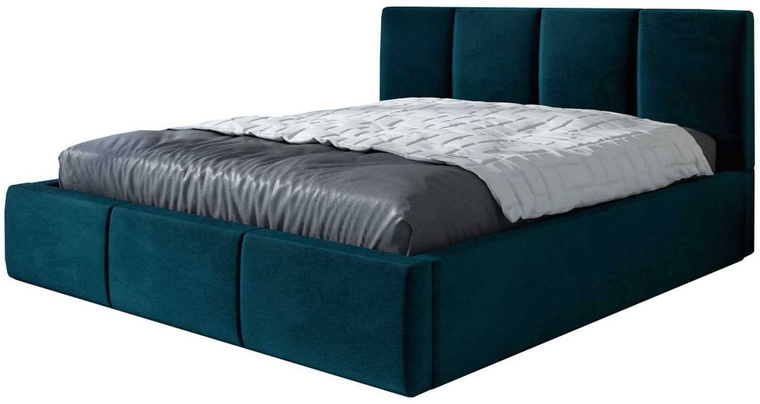 Polsterbett ORINO-OM 120x200 mit Bettkasten und Lattenrost. Farbe: Pfau 36 Bild 1