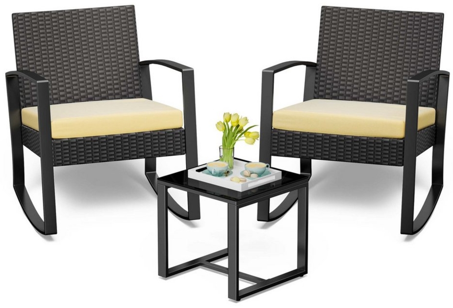 Bealife Balkonset Gartenlounge-Set, (3-tlg), 1 Tisch und 2 Stühle, Rattan Gartenmöbel Bild 1