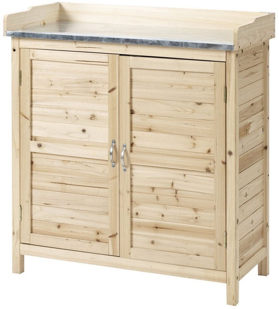 Outsunny Garten-Geräteschrank Pflanztisch mit Unterschrank, aus Holz, mit 2 Einlegeböden, BxT: 83x40 cm, (Schrank, 1 St, Gartenschrank), für Garten, Naturholz Bild 1