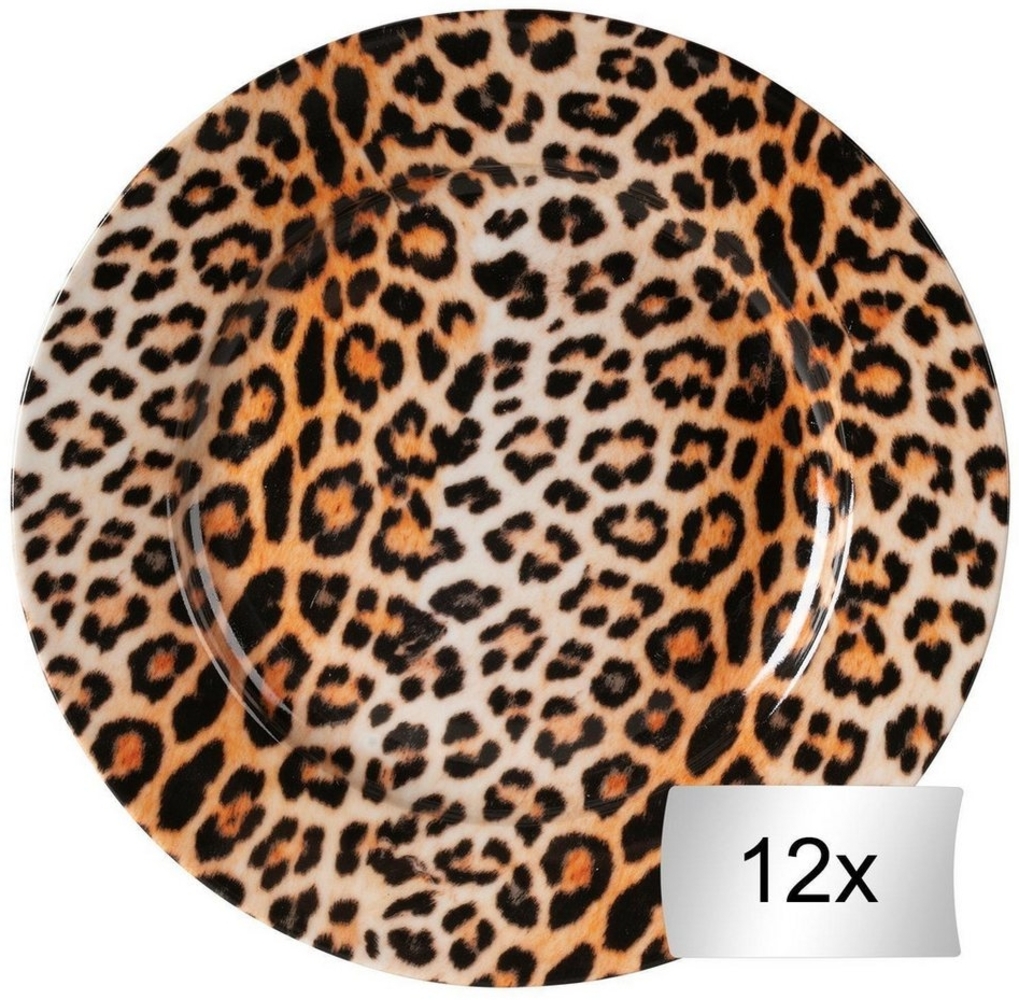 HIT Trading Dessertteller LEOPARD, Ø 21 cm, 12er Set, Braun, Schwarz, Leopardenmuster, spülmaschinenfest Bild 1