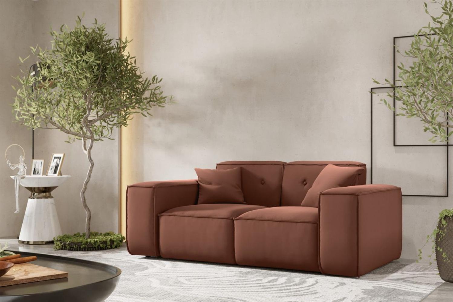 Sofa Designersofa CESINA 2-Sitzer in Stoff Opera Velvet Braun Bild 1