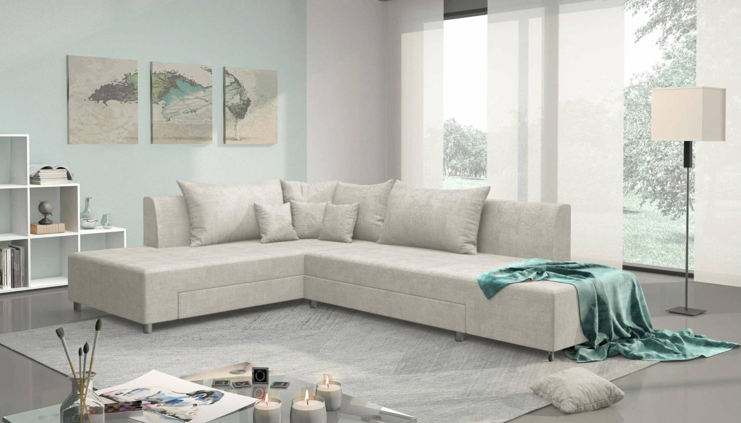 Stylefy Livia Ecksofa Beige Velours Bild 1