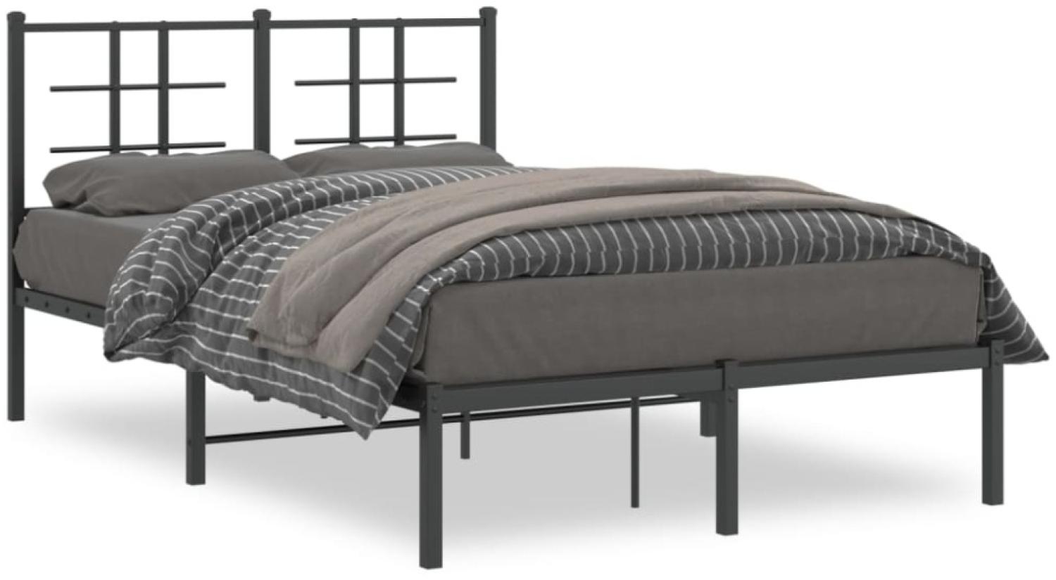 vidaXL Bettgestell mit Kopfteil Metall Schwarz 120x190 cm 355558 Bild 1