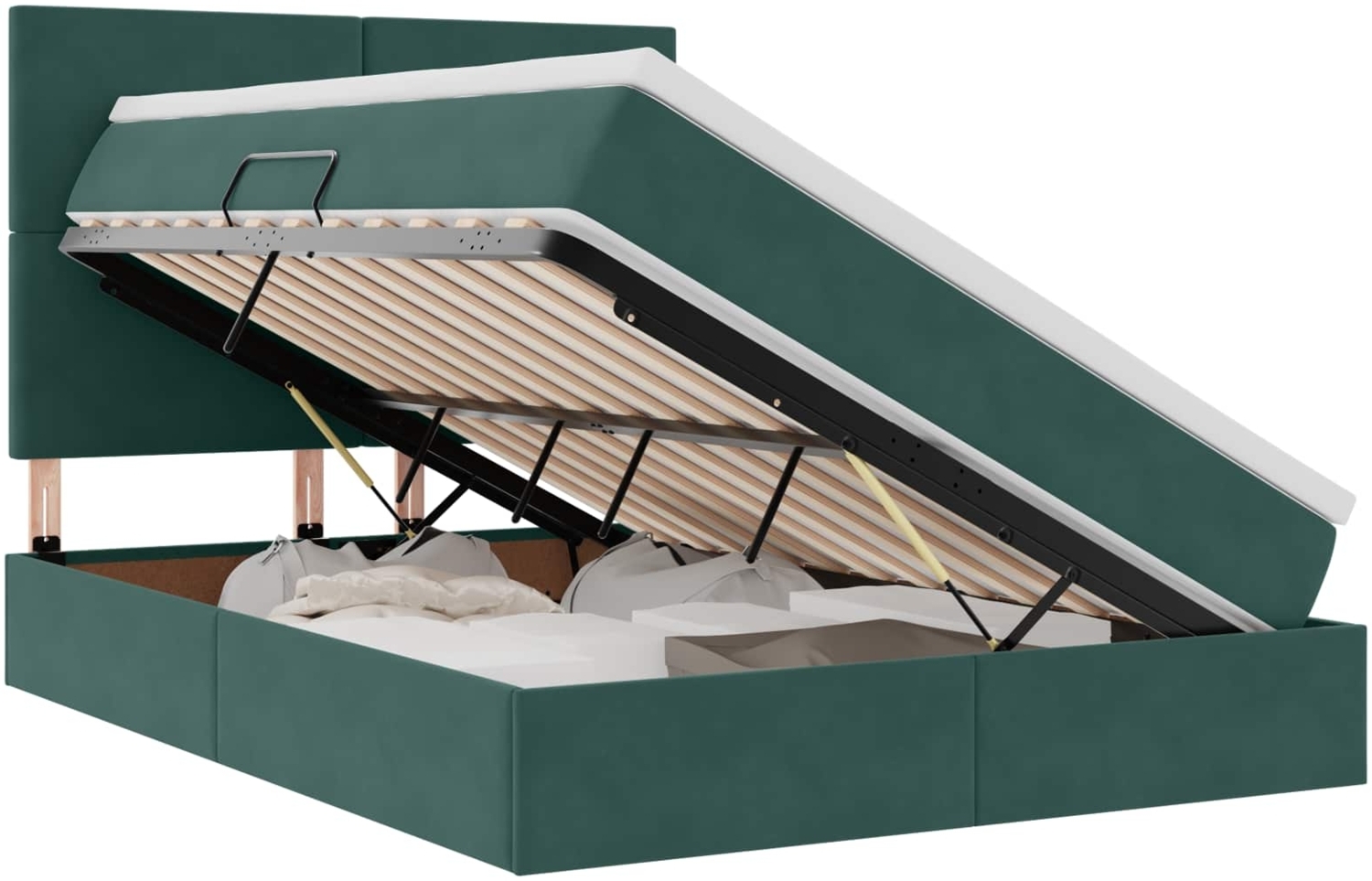 vidaXL Bett mit Stauraum und LED Dunkelgrün 140x200 cm Samt 3371976 Bild 1