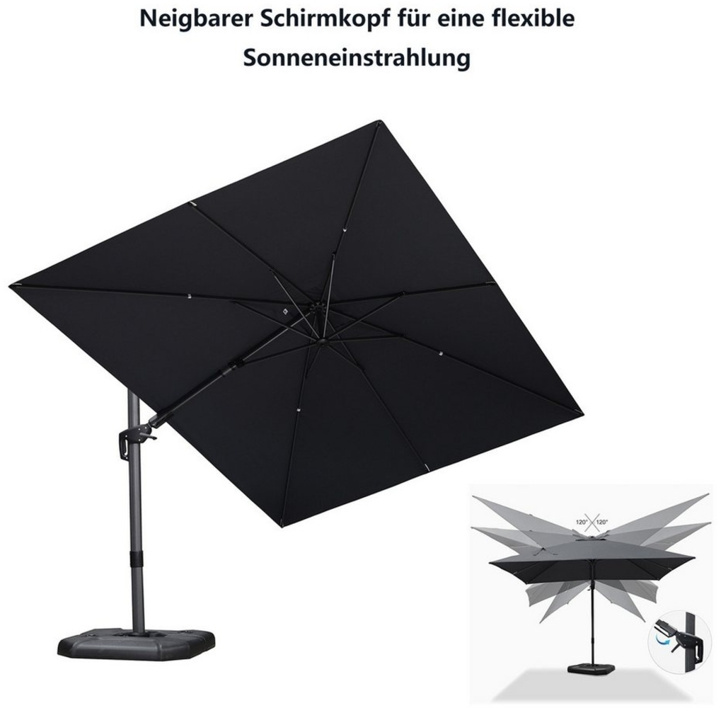 PURPLE LEAF Ampelschirm Außenbereich Rechteckiger großer Seitlich Neigender Sonnenschirm, LxB: 365,00x270,00 cm, für Garten, Terrasse, Pool Bild 1
