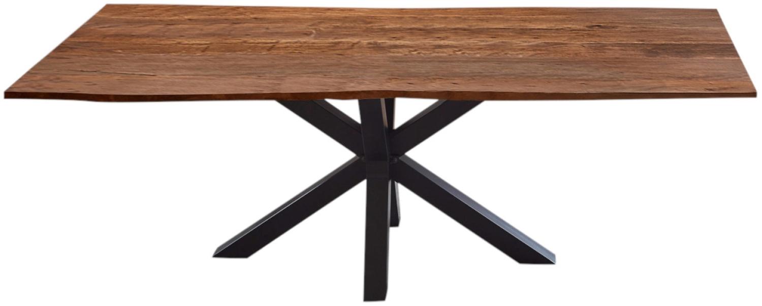 Baumkante Esstisch Akazienholz massiv Metallgestell Nussbaum 300x100 cm schwarz QUINCY 526667 Bild 1