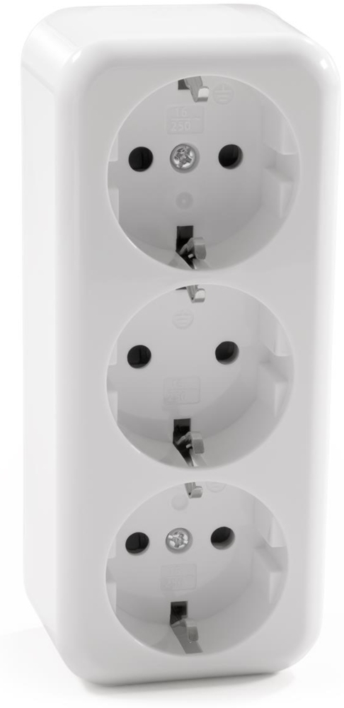 Schutzkontakt-Steckdose 3-fach McPower ''Finery'', 250V/16A,AP,Einsteckschutz,weiß Bild 1