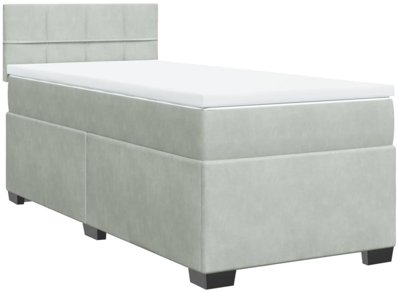 vidaXL Boxspringbett mit Matratze Hellgrau 100x200 cm Samt 3286234 Bild 1