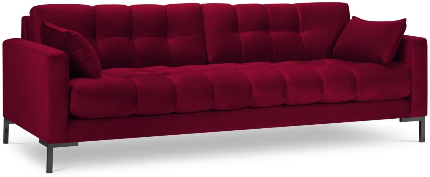 Micadoni 4-Sitzer Samtstoff Sofa Mamaia | Bezug Red | Beinfarbe Black Metal Bild 1