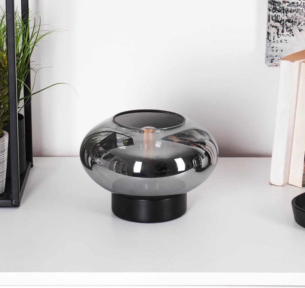 hofstein Tischleuchte »Pietramelara« Tischlampe aus Metall/Glas in Schwarz/Rauchfarben, ohne Leuchtmittel, mit An-/Ausschalter und Schirm Echtglas, E27 Bild 1