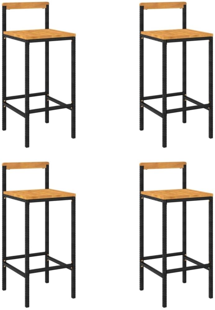 vidaXL Barhocker 4 Stk. Schwarz Poly Rattan und Massivholz Akazie 362608 Bild 1