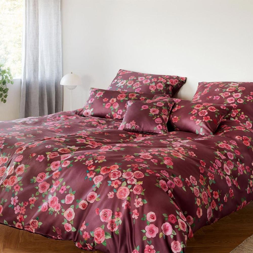 elegante Mako-Satin Bettwäsche Princess wein-rot|135x200 cm + 80x80 cm Bild 1