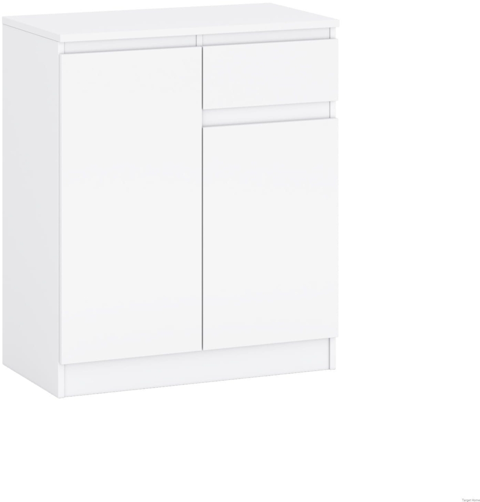 TARGET HOME Eckkommode Moderne Kommode, Schubladenschrank, Sideboard, Mehrzweckschrank weiß, artisan-eiche (H 85,6 x T 39,1 x B 72,8 cm) Bild 1
