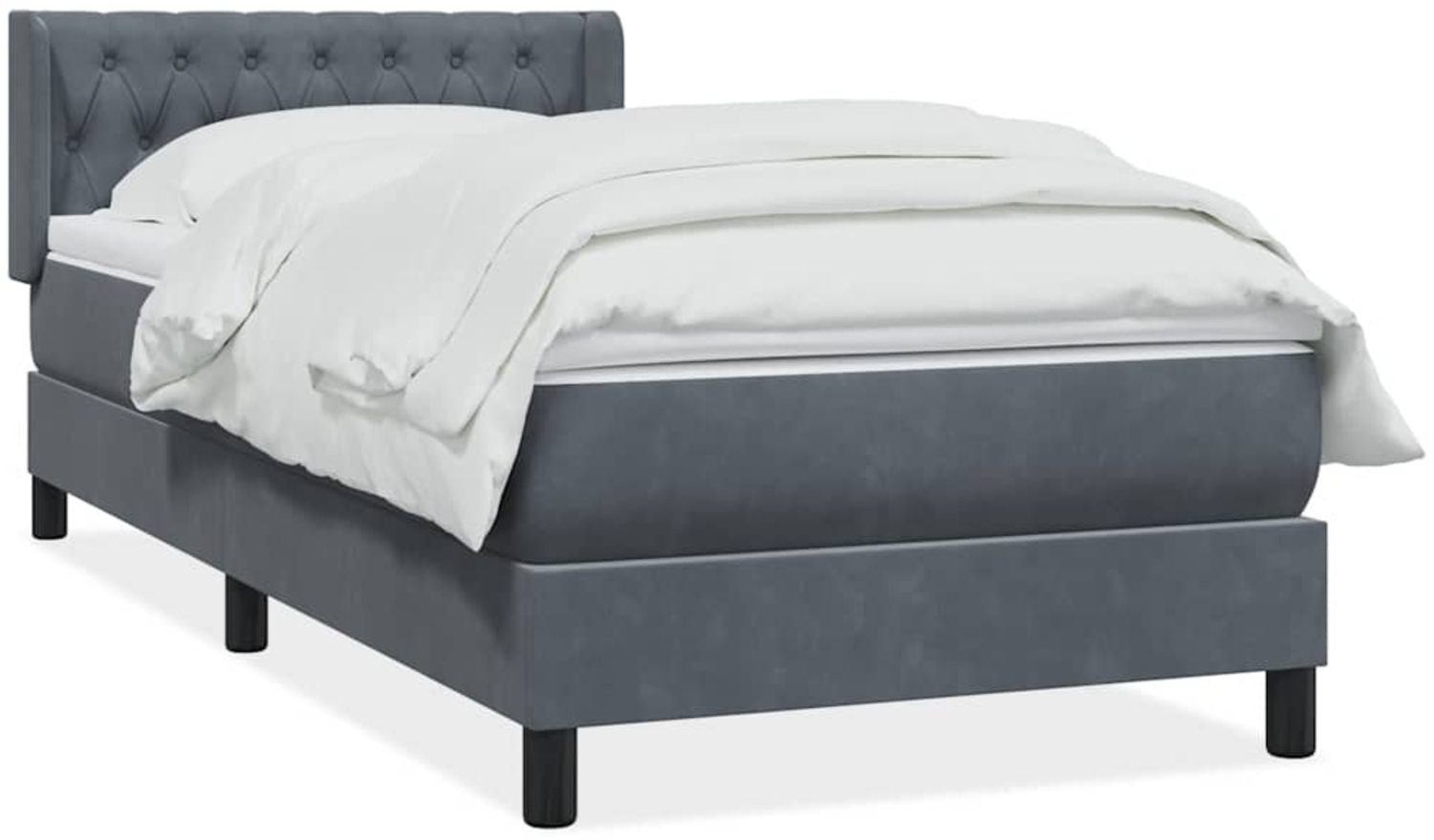 vidaXL Boxspringbett mit Matratze Dunkelgrau 90x210 cm Samt 3318352 Bild 1