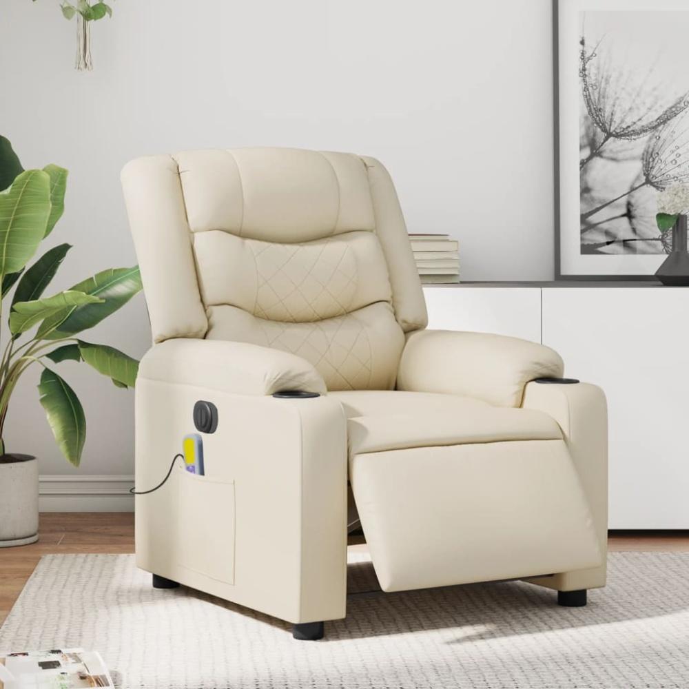 vidaXL Massagesessel Elektrisch Creme Kunstleder Bild 1