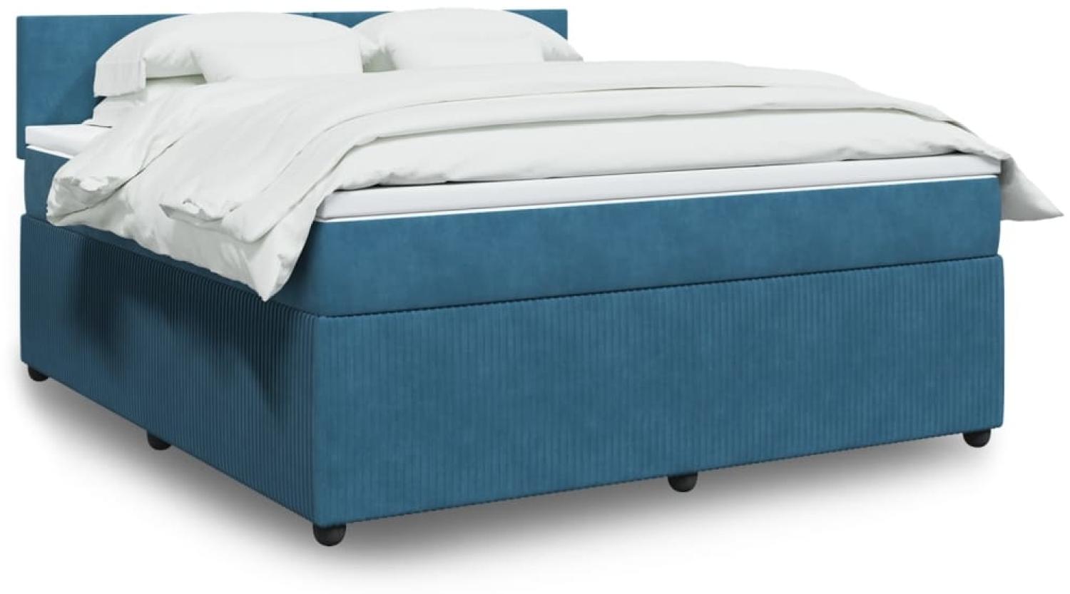 vidaXL Boxspringbett mit Matratze Blau 180x200 cm Samt 3290104 Bild 1