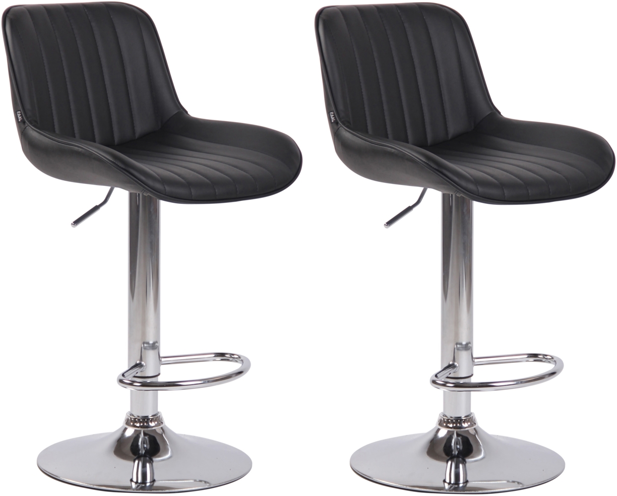 2er Set Barhocker Lentini, drehbar, Schwarz, Chrom, Kunstleder Bild 1