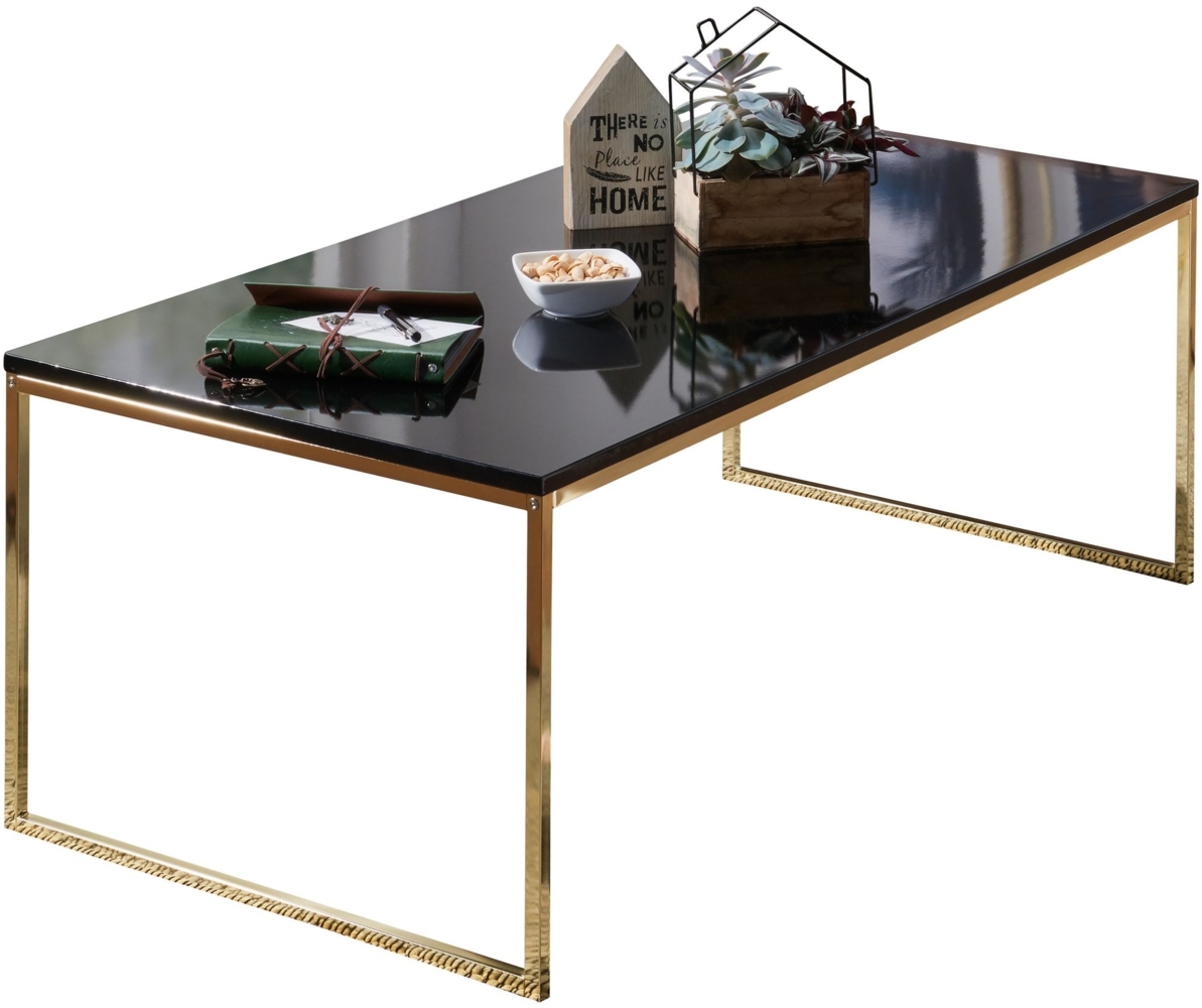 Couchtisch 120 x 45 x 60 cm Metall Holz Sofatisch Schwarz / Gold, Design Wohnzimmertisch rechteckig, Stubentisch mit Metallgestell, Kaffeetisch klein, Wohnzimmer Loungetisch modern Bild 1