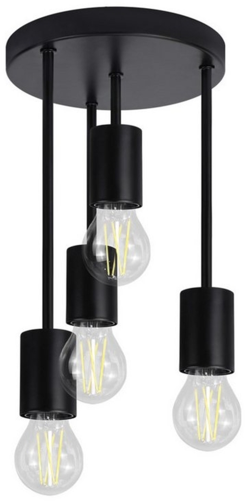 Nettlife Deckenleuchte Hängend 4 Flammig Deckenspots Vintage Schwarz E27 Küchenlampe, LED wechselbar, für küche Flur Schlafzimmer Wohnzimmer Bar Bild 1