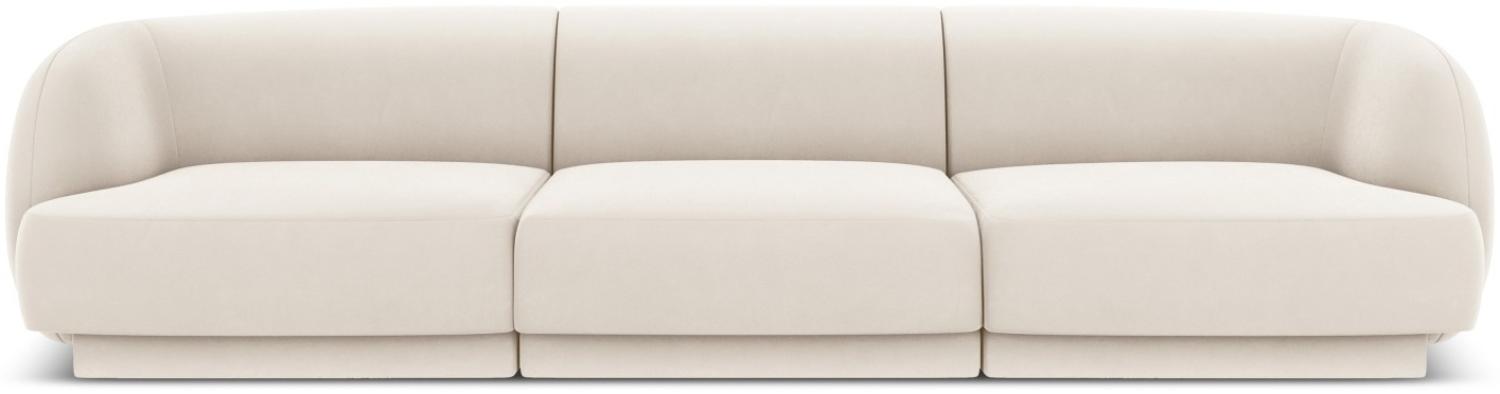 Micadoni 3-Sitzer Samtstoff Sofa Miley | Bezug Light Beige | Beinfarbe Black Plastic Bild 1