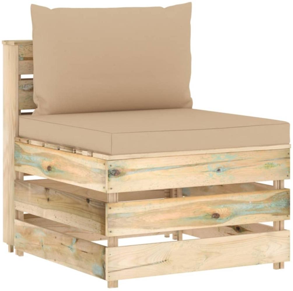 Modulares Mittelsofa mit Kissen Grün Imprägniertes Holz Bild 1