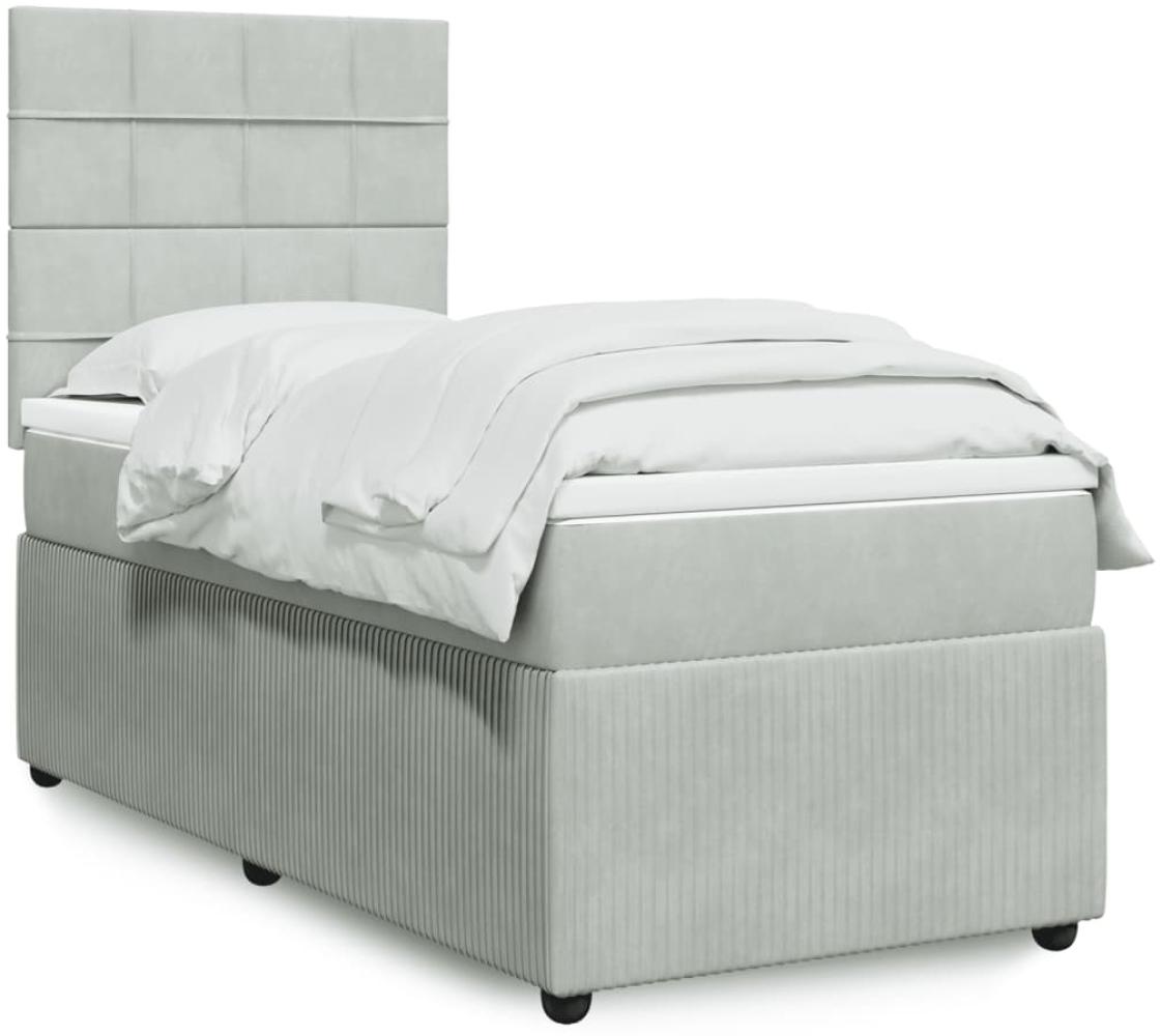 vidaXL Boxspringbett mit Matratze Hellgrau 90x190 cm Samt 3292214 Bild 1