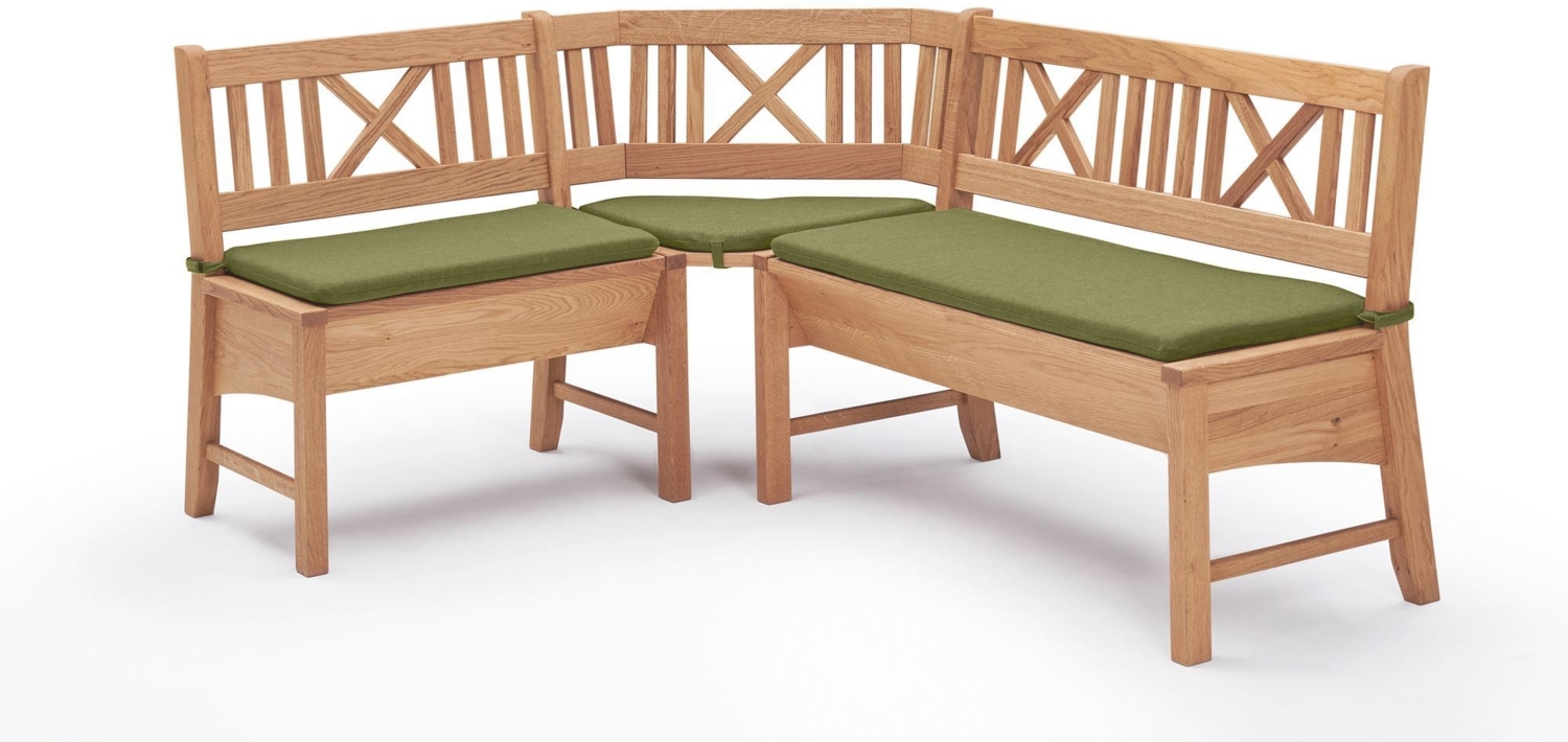 Eckbank Deborah aus Massivholz 135 x 177 x 87 Küchenbank massiv Buche lackiert/Grün 12147-135177-grün Bild 1