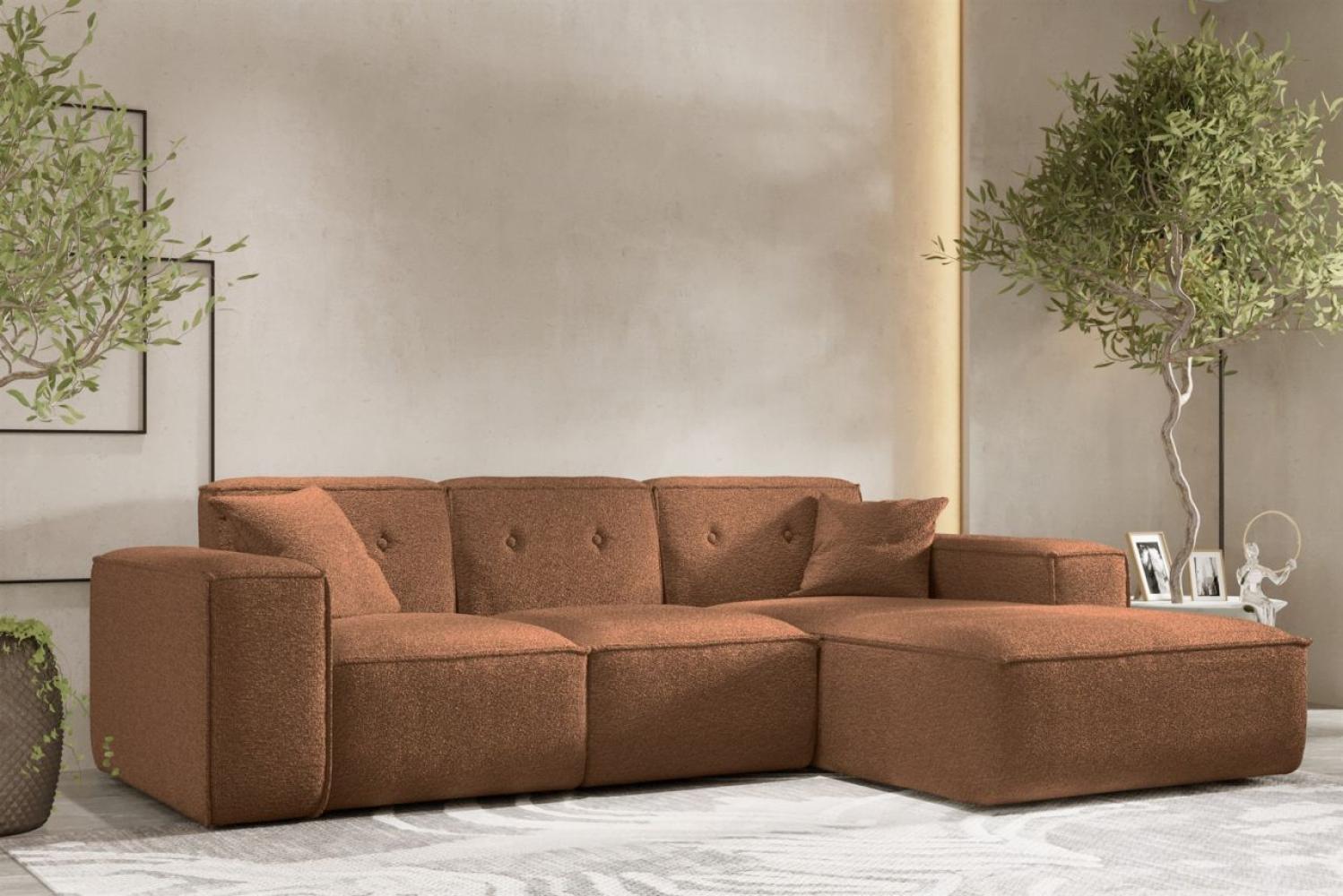 Ecksofa Designersofa CESINA Stoff Ascot Bukla Rostbraun Ottomane Rechts Bild 1