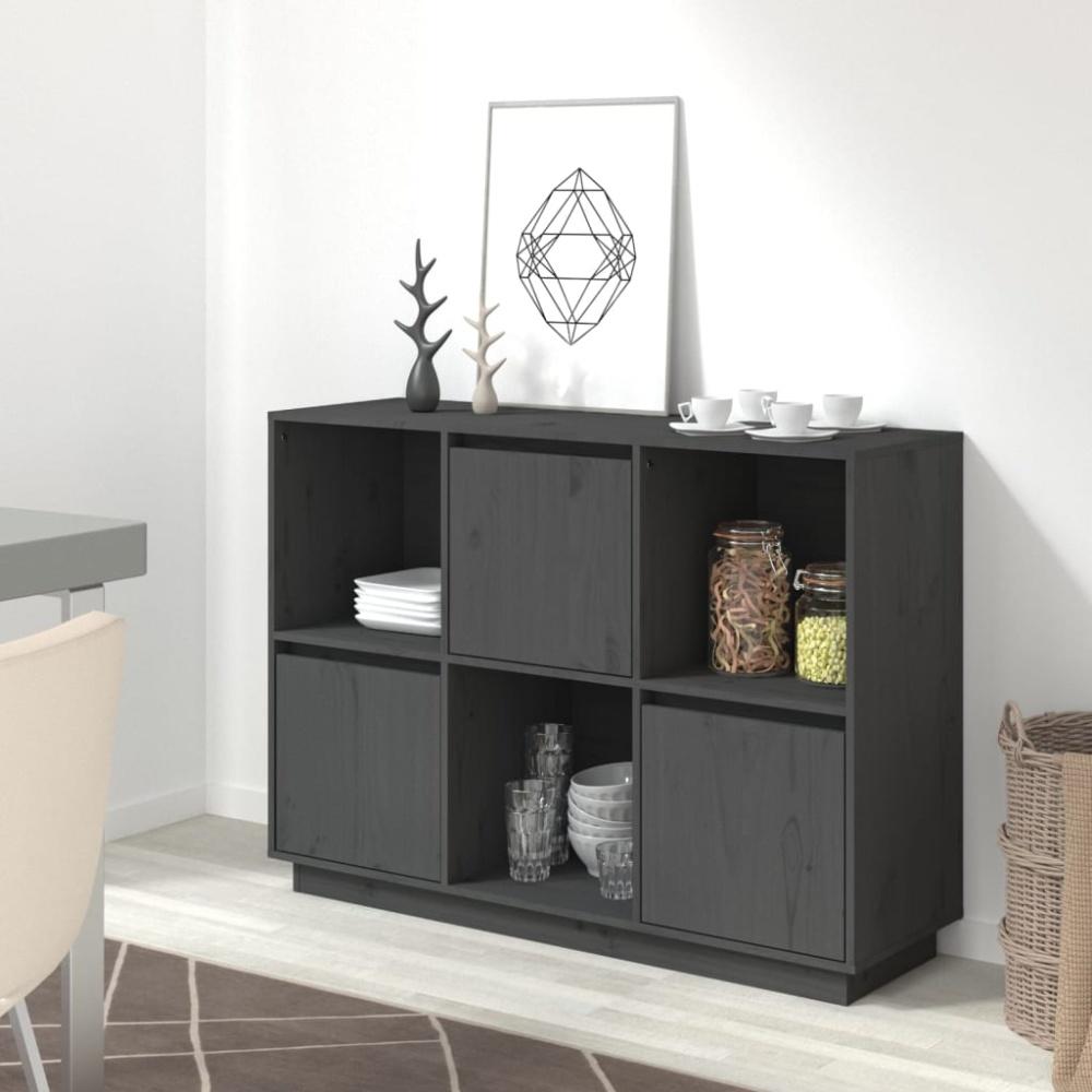 vidaXL Sideboard Grau 110,5x35x80 cm Massivholz Kiefer 814356 Bild 1