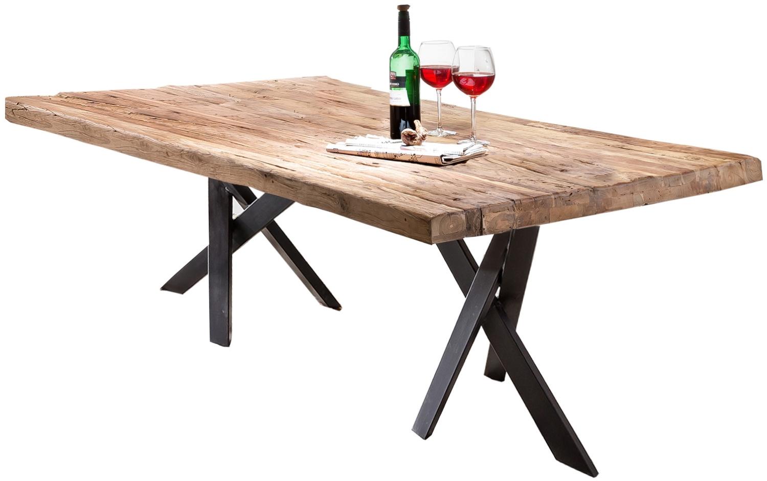 TABLES&CO Tisch 180x100 Teak Natur Metall Schwarz Bild 1