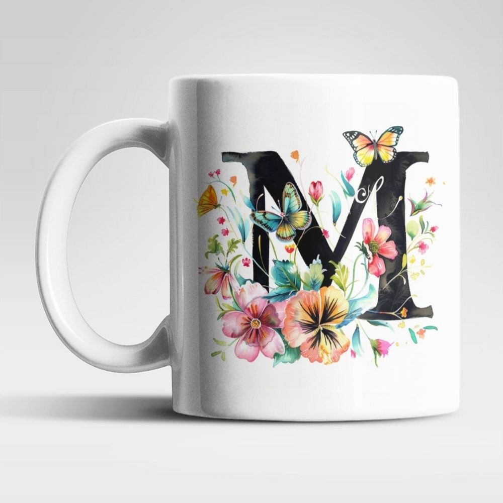 WS-Trend Tasse Name A bis Z Blumen Schmetterlinge Kaffeetasse Teetasse Geschenkidee, Keramik Bild 1