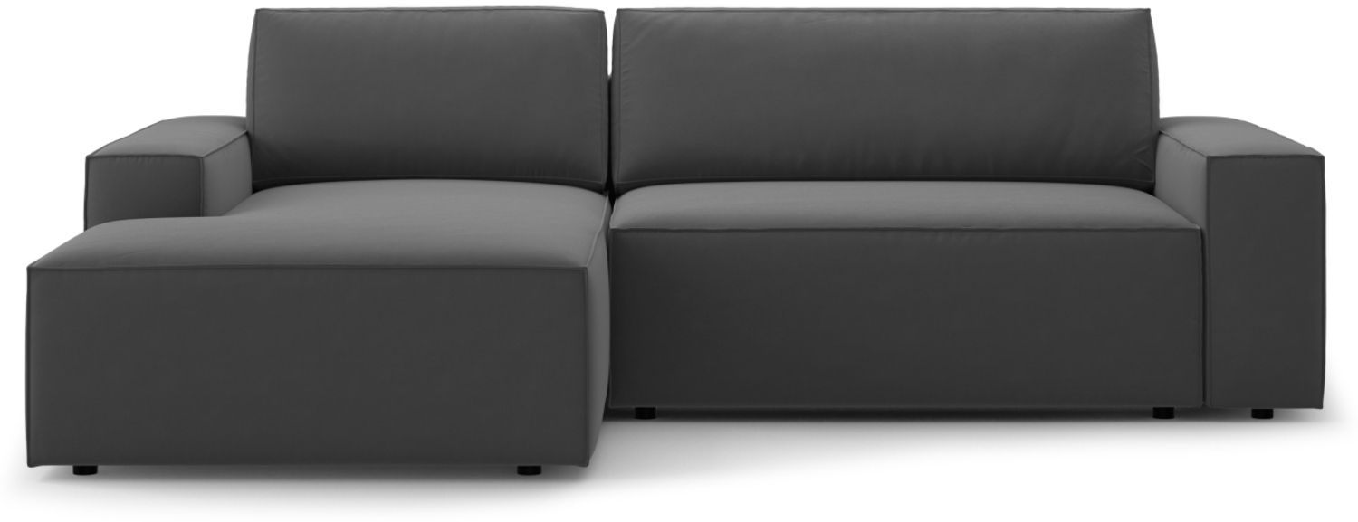 Micadoni Schlaf-Ecksofa Jodie 3-Sitzer Links Samtstoff Grau Bild 1
