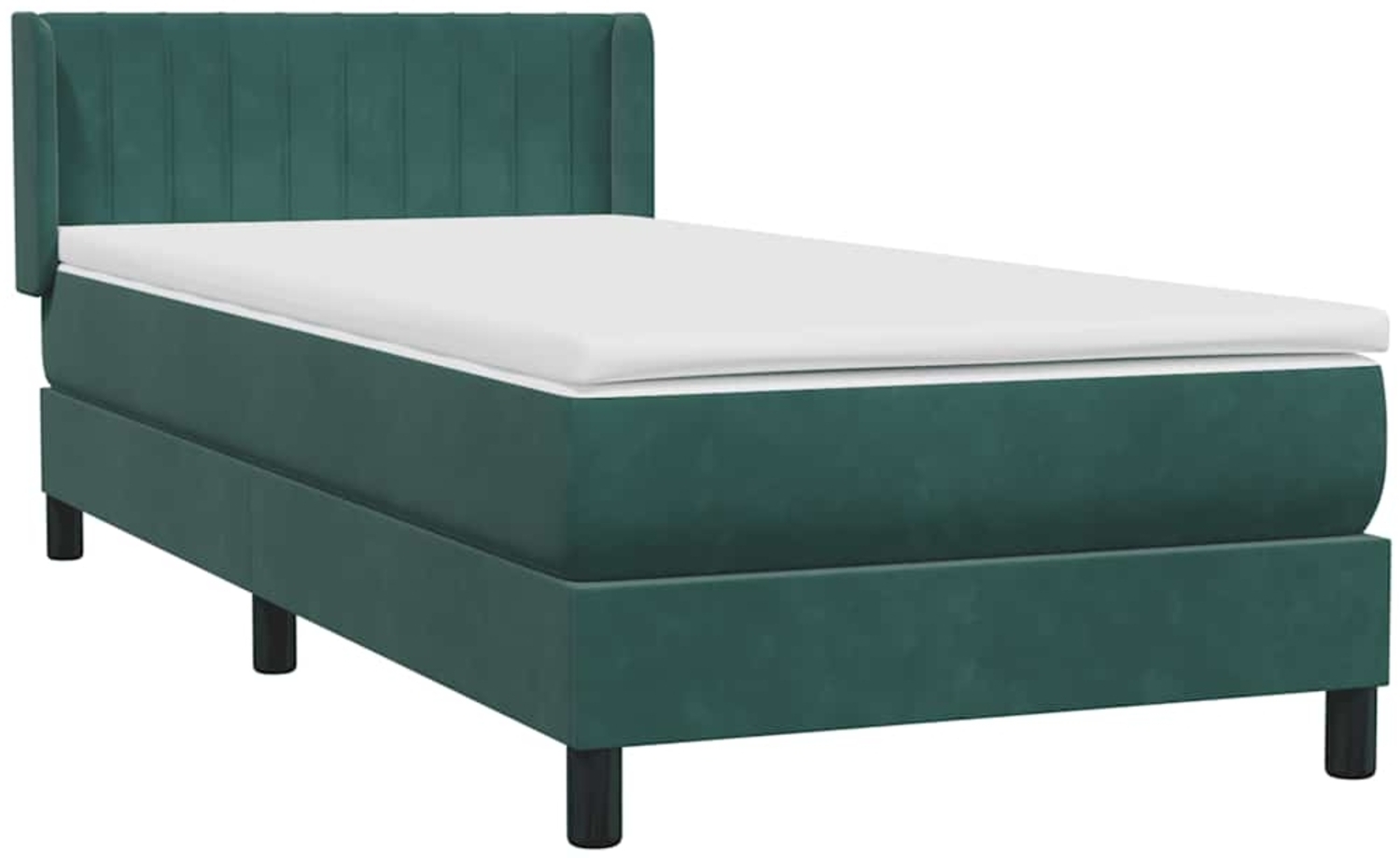 vidaXL Boxspringbett mit Matratze Dunkelgrün 90x220 cm Samt 3318312 Bild 1