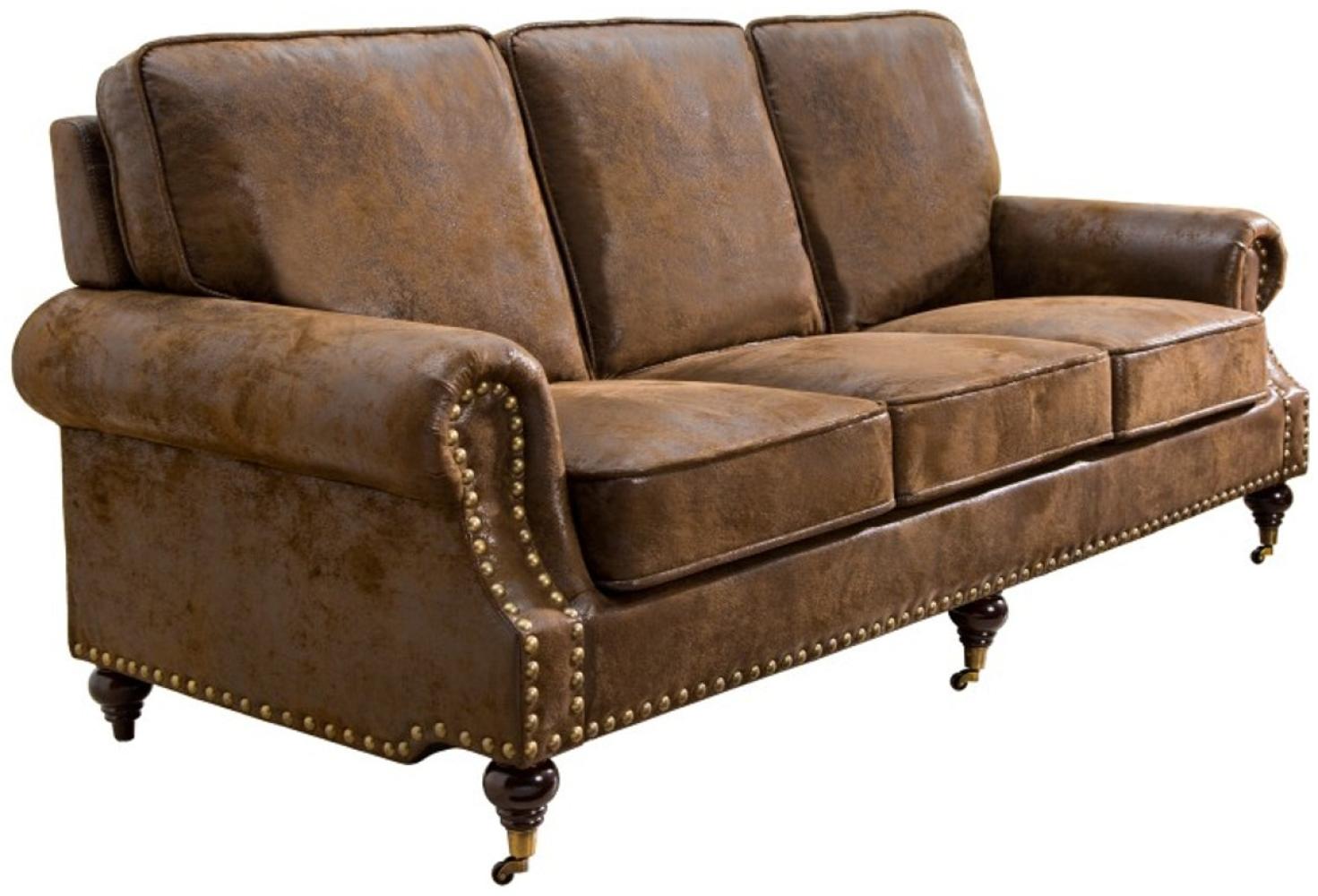 Chesterfield 3er Sofa Antikbraun aus dem Hause Casa Padrino - Wohnzimmer Möbel - Couch Bild 1