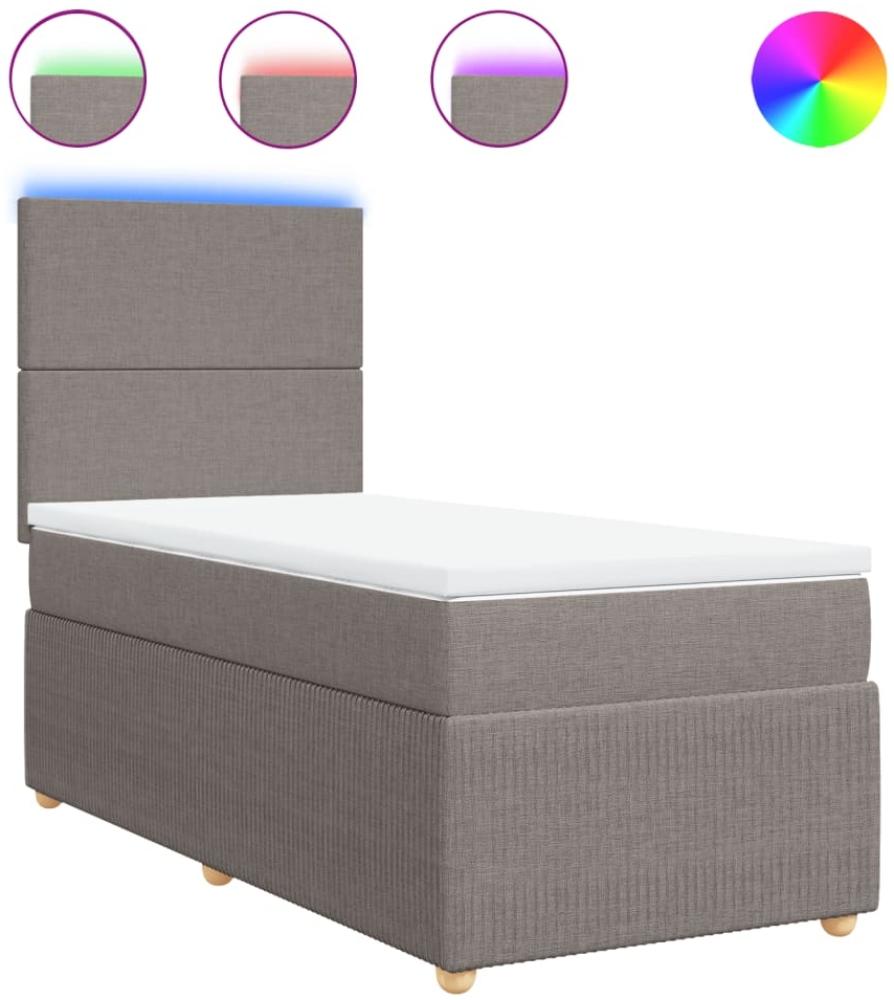 vidaXL Boxspringbett mit Matratze Taupe 100x200 cm Stoff 3294264 Bild 1
