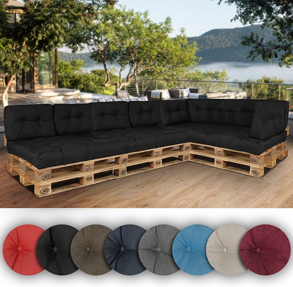 Palettenkissen Palettenauflage Leinen Sitzkissen Palettenpolster Polster Palettensofa Paletten Kissen Outdoor Sitzauflage - 120x40x20/10CM weinrot Bild 1