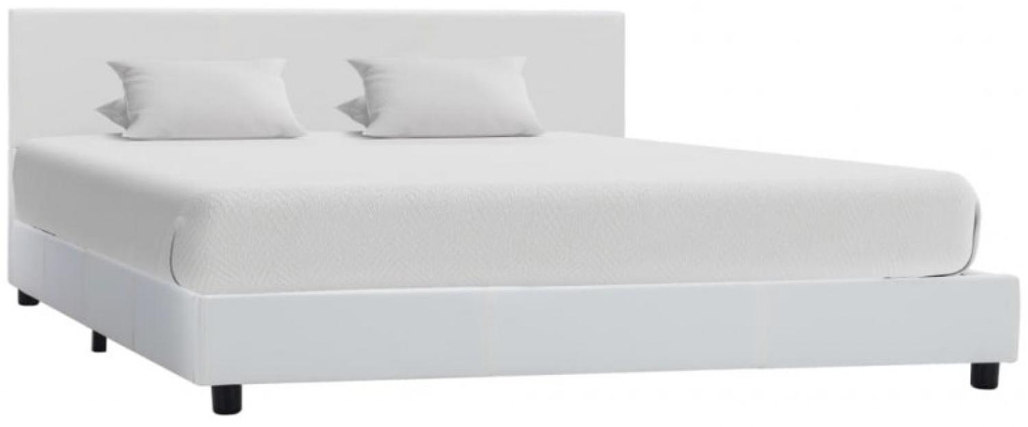 vidaXL Bettgestell Weiß Kunstleder 140x200 cm 284765 Bild 1