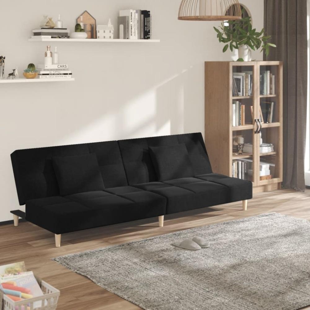 vidaXL Schlafsofa 2-Sitzer mit 2 Kissen Schwarz Stoff Bild 1