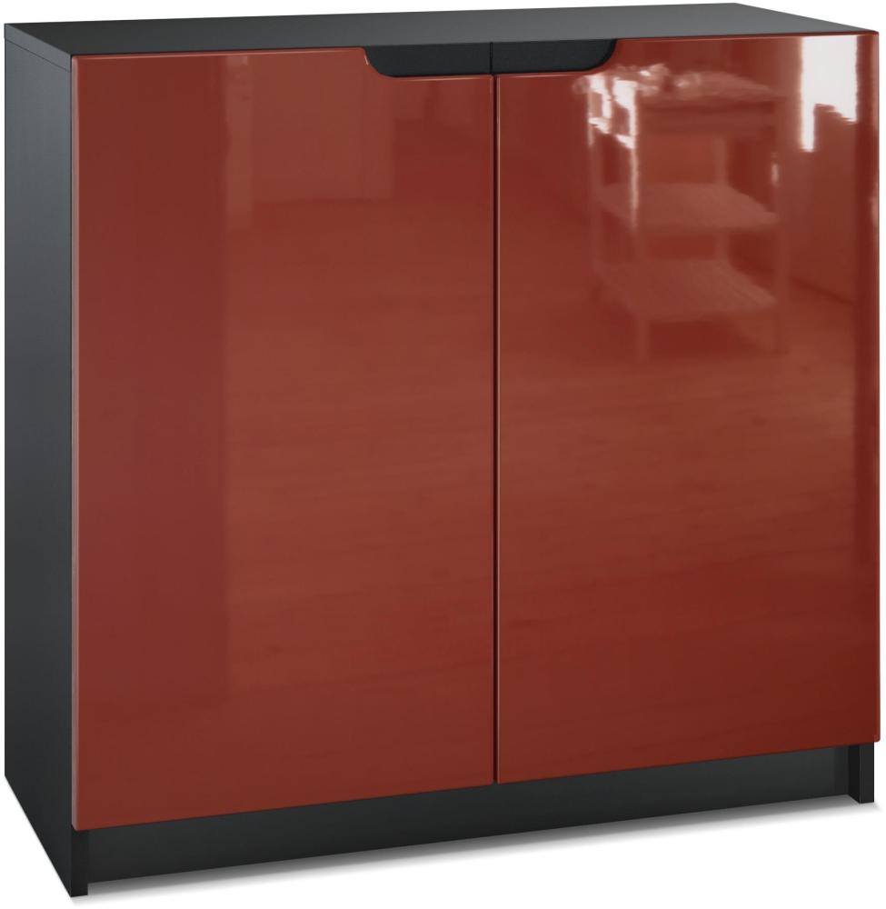 Vladon Sideboard Logan, Kommode mit 2 Türen, Schwarz matt/Bordeaux Hochglanz (82 x 78 x 37 cm) Bild 1